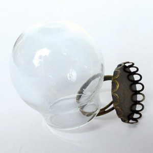 Bague globe en verre Boule vieil or 30 x 30 mm
