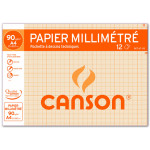 Papier millimétré Canson 90g pochette de 12 feuilles A4 bistre