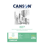 Canson 1557 grain léger 120g/m², bloc collé petit côté A4 - 21 x 29,7 cm