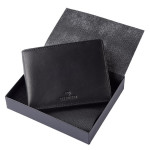 Portefeuille London en cuir à l'italienne Noir 9 x 12 cm